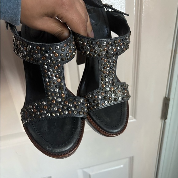 Frye Black and Brown Studded Heels - Picture 3 of 8